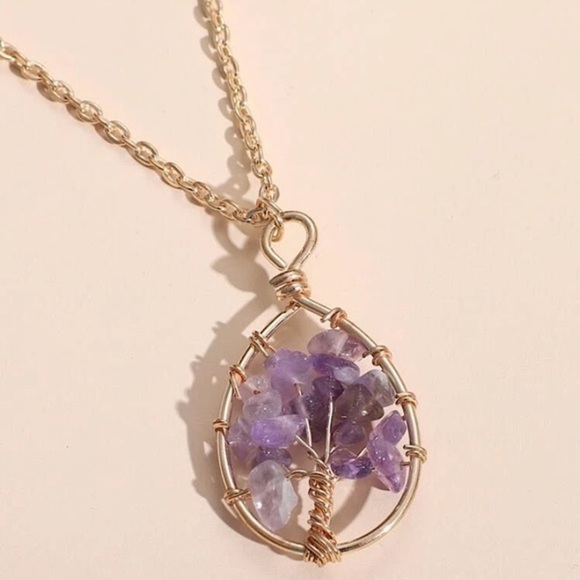 Crystals Tree Charm Necklace - Picture 1 of 4